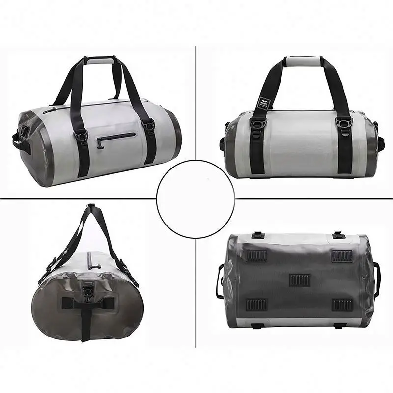 Free sample Wholesale Factory Top Quality TPU Welded Seam Durable Grey Waterproof Dry Duffel Bag for Kayaking Hiking Camping