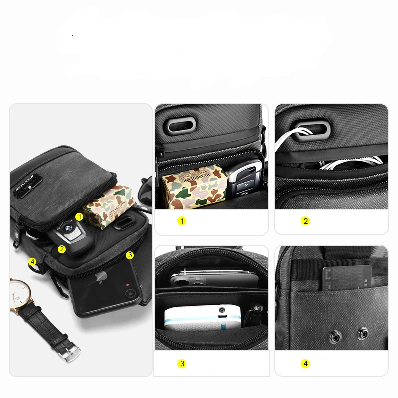 Arctic Hunter 2020 New Mens Mini Single Shoulder Bag Small Square Black Crossbody Messenger Bag Sport Shoulder Bag Men