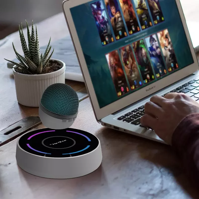 Professional game Podcast 2.4ghz recording mini mic electret condenser suspend microphone for youbube phone with RGB light