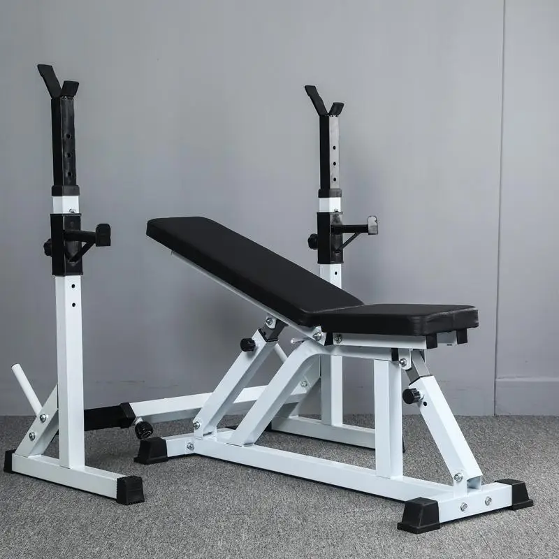 Strength Training Combo Bench Press Barbell Bed Squat Rack Gym Lifting Weight Bench Stool