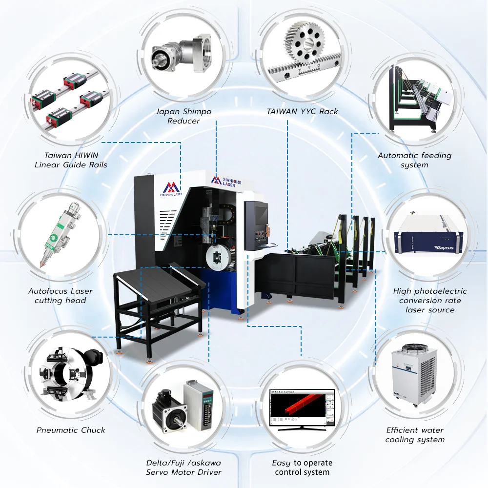 XM Fast Production Speed 6010 Full Automatic Pipe Laser Cutting Machine  for sale