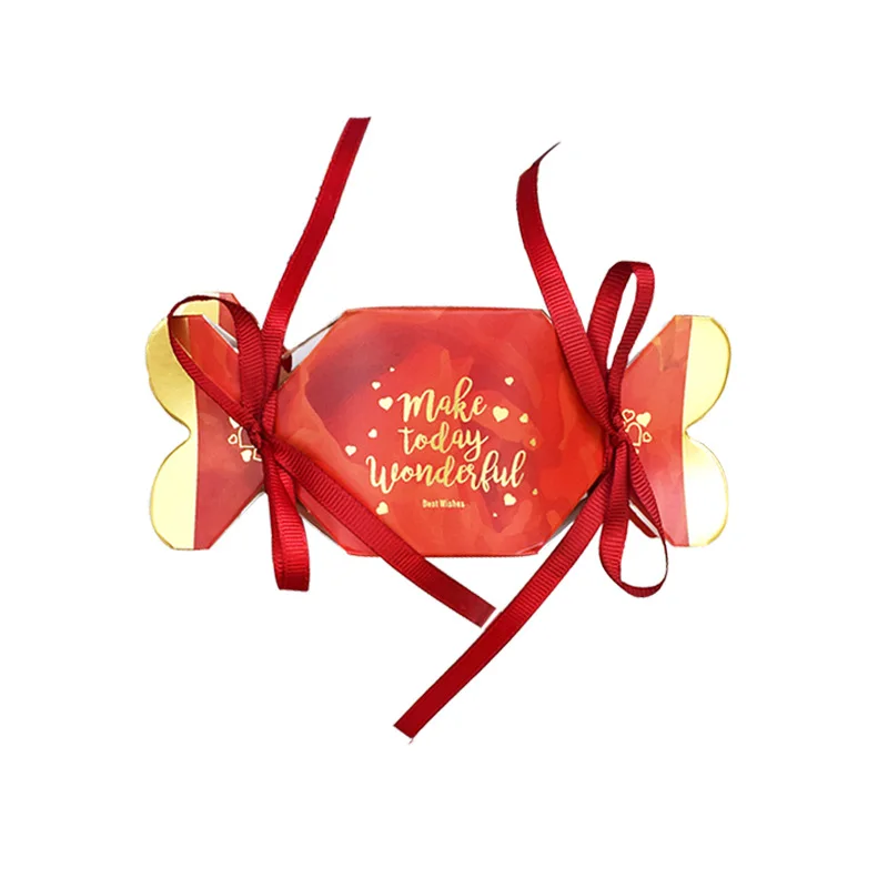 European Wedding Party Favor Vase Shaped Double Headed Candy Shaped Paper Sweet Boxes With Ribbon Flowers