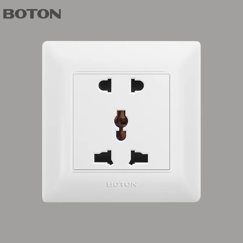 5 Pin Socket 10A 250V Flush Type High Quality PC Material Universal Wall Socket