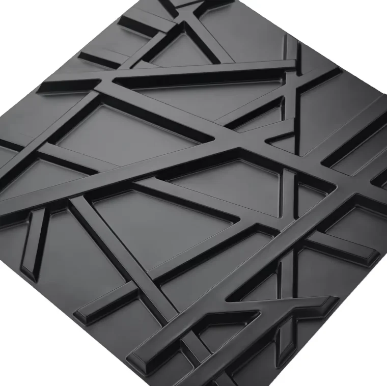 Matt Black Diamond Shape Modern 3D PVC Wall Panel/Sticker Interior Waterproof wallpaper for Living Room Bedroom