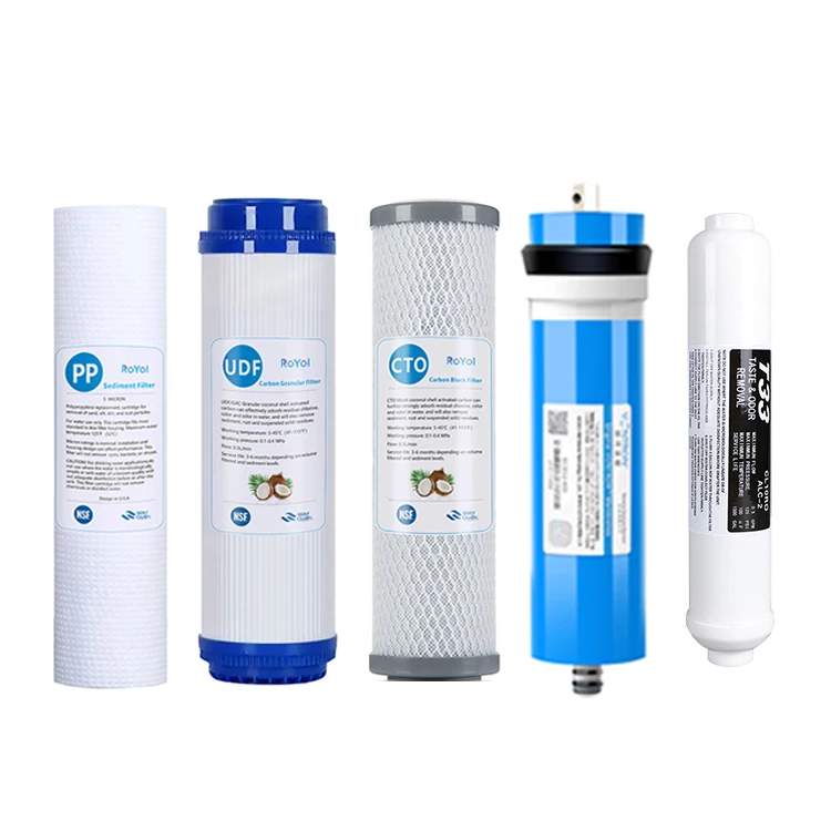 5 Stages Reverse Osmosis Water Filter System 10 Inch PP UDF/GAC CTO RO T33 Water Filter Cartridge Replacement