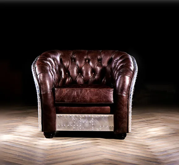 aluminum furniture aviator tufted chesterfield loveseat sofa