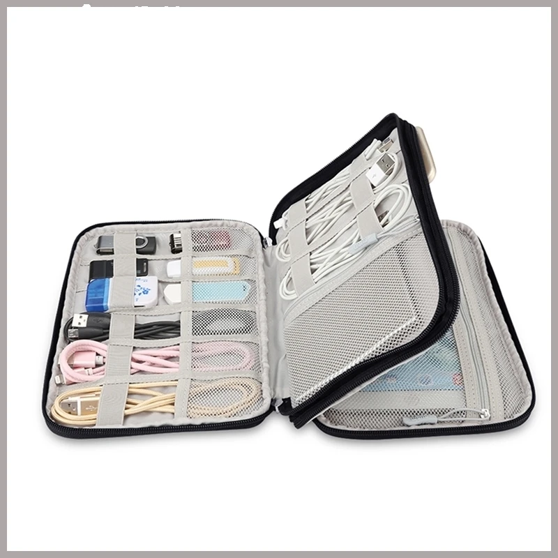 Бренд BUBM, портативный водонепроницаемый двухслойный дорожный органайзер для USB-кабеля