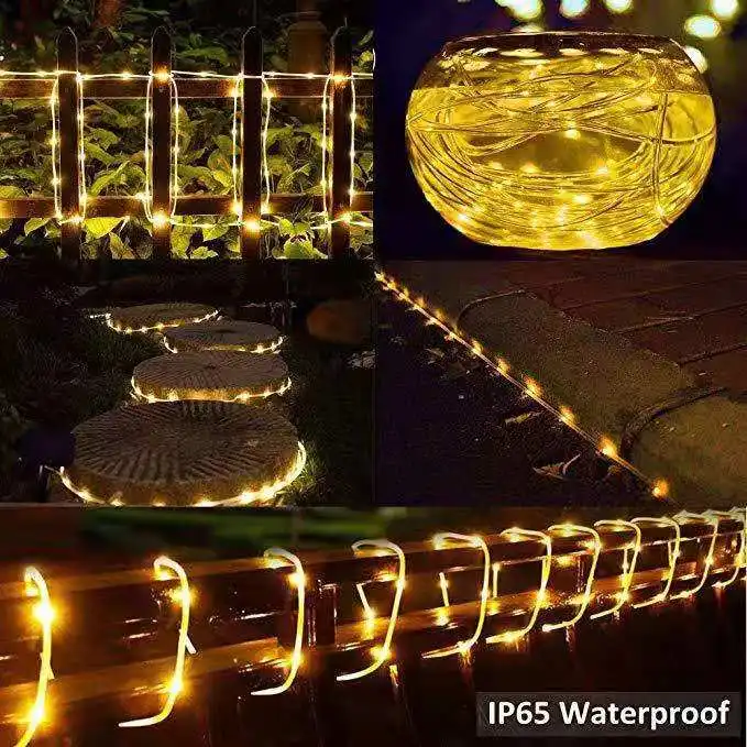 5M 50LED Solar Power Garden Light String Outdoor Rope Tube Led String Fairy Lights for Garden Fence Landscape