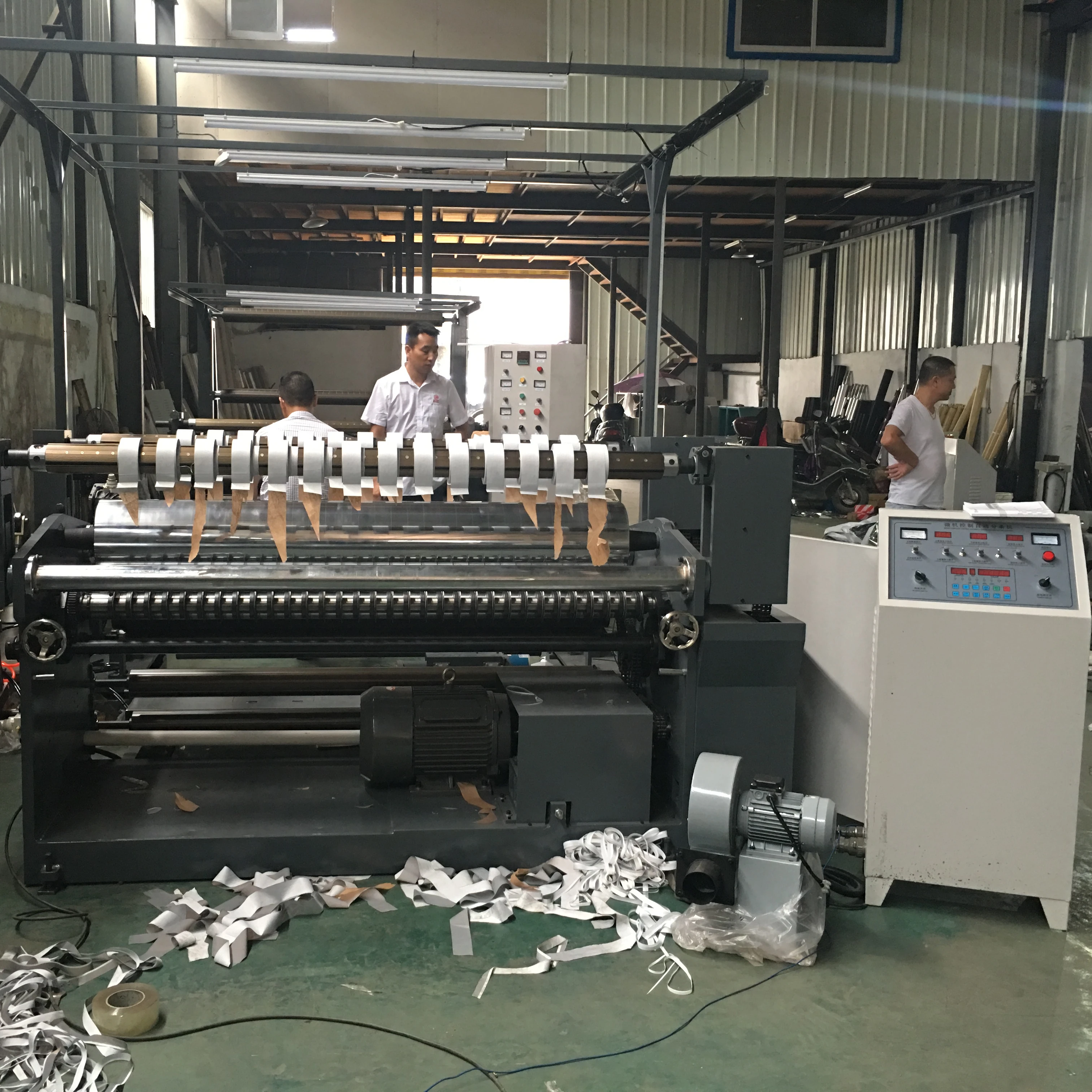 High Speed Kraft Paper Jumbo Roll Slitting Rewinding Machine With Automatic Unloading System And Tension Control