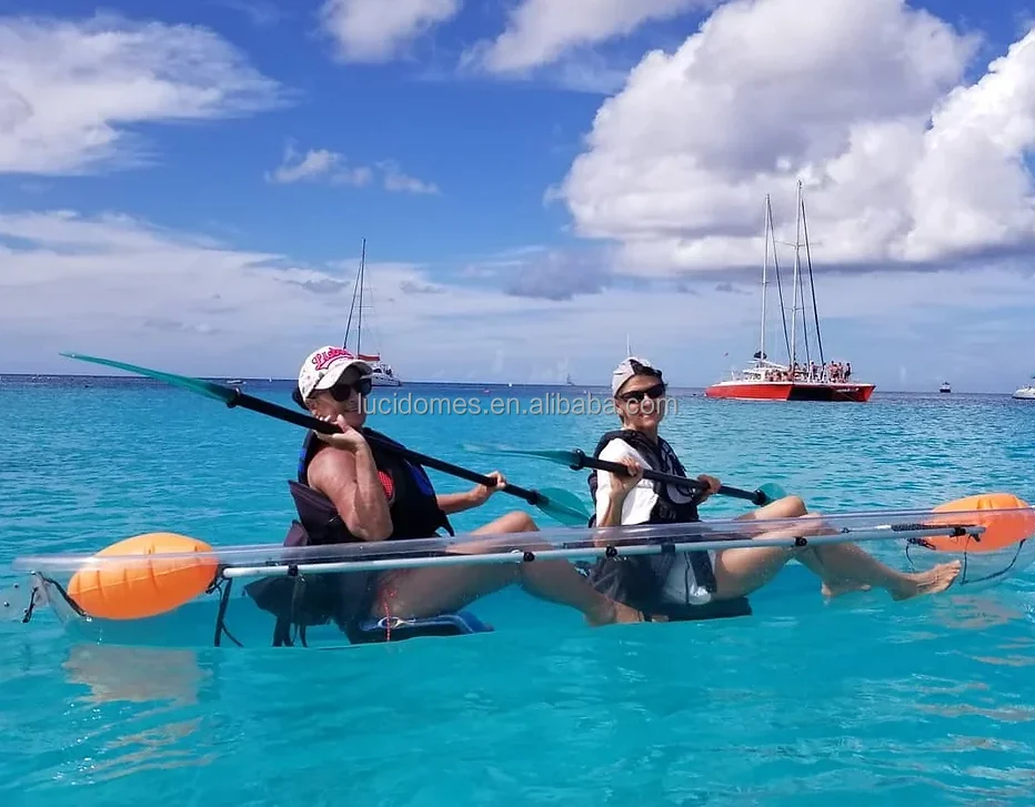 2 people Clear Kayak Crystal see through Transparent canoe Boat fishing Kayak Glass Bottom polycarbonate Boat