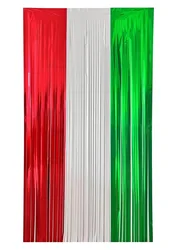 Red Blue White Foil Fringe Curtain Backdrop, Metallic Tinsel Foil Fringe Streamers Curtains for Photo Booth