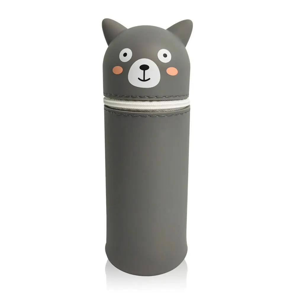 Cartoon Silicone Pencil Case with Large Capacity ,Stand-Up Pen Holder for Students and Kids