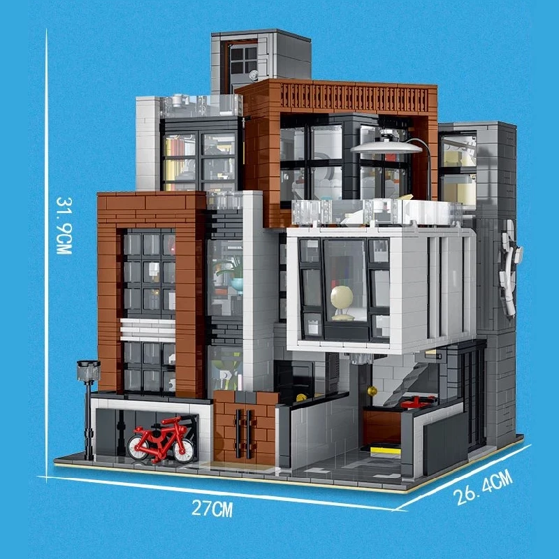Mork Cafe City Bar Villa Model Building Block Set Construction Blocks Big Architecture Toys for Children to Build House Plastic