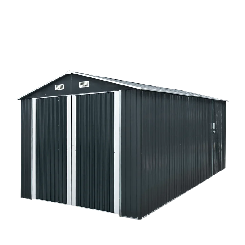 10ft x 20ft Outdoor Prefab Container Sheet Metal Roof  Metal Frame Sustainable Garage Car Parking Carport