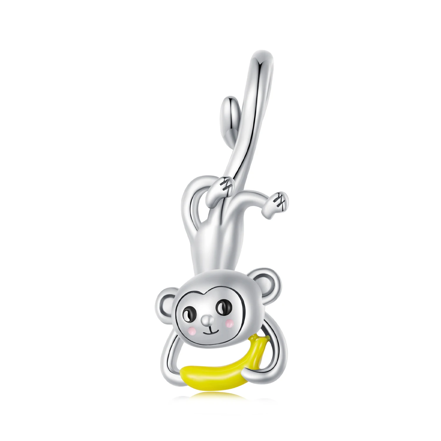 Cute and playful monkey diy bracelet necklace pendant funny small animal s925 sterling silver beads