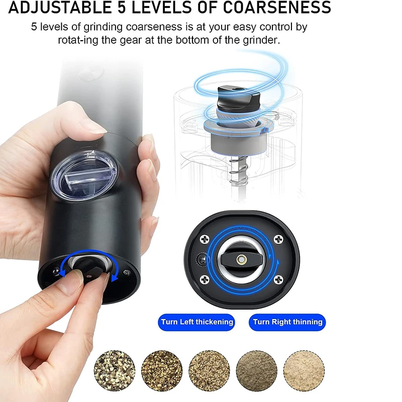 Plastic Non-Rechargeable 2pcs Gift Set Salt and Pepper Grinder 2 in 1