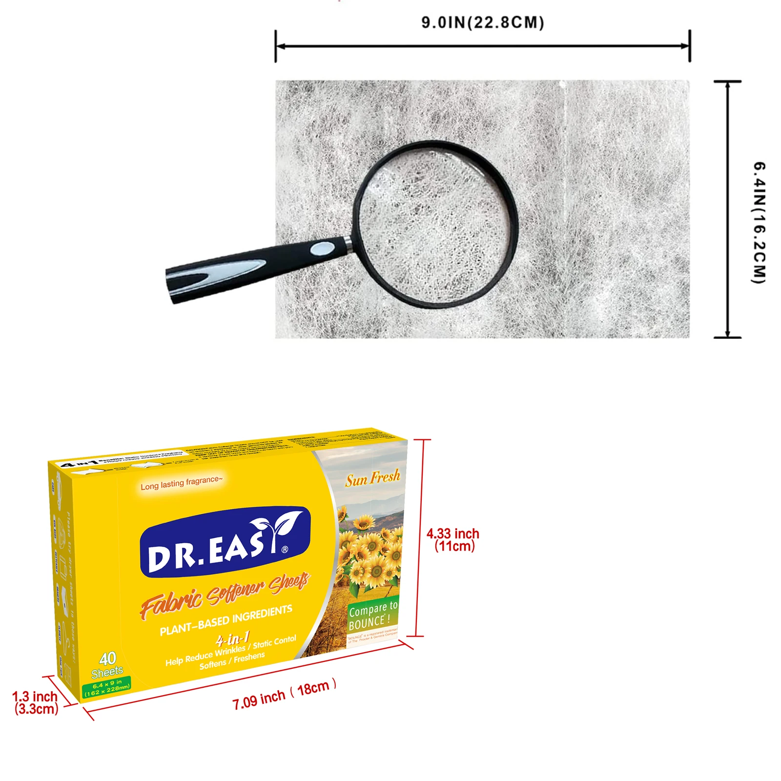 40 Sheets Portable Fabric Softener Dryer Sheet