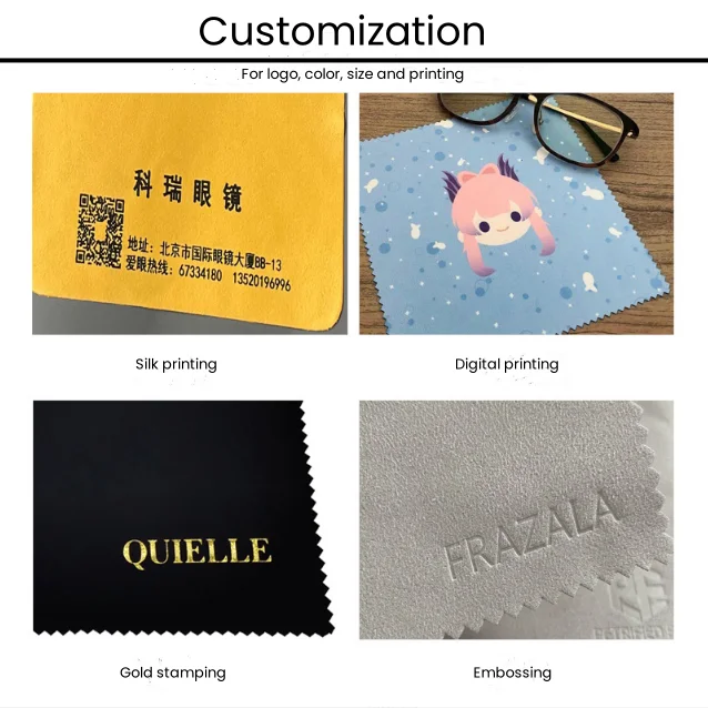 Custom Print Logo Organic Microfiber Glasses Cleaning Cloth Eyeglass Lens Sunglasses Wipe Cloth Eyeglasses Care Products