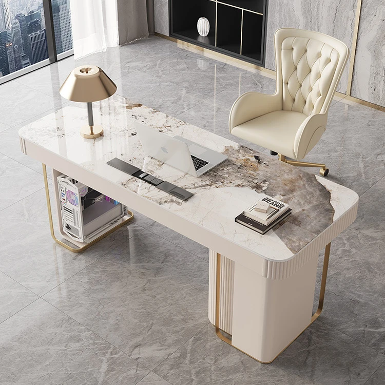 Material upgraded Italian light luxury modern minimalist home office computer desk with drawers