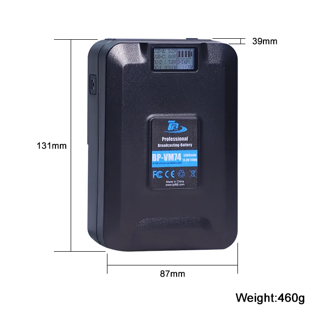 D-TAP V-Mount Li-Ion Battery 95W 150Wh/190Wh Dual Charger with Adaptive Function and Overcurrent Protection