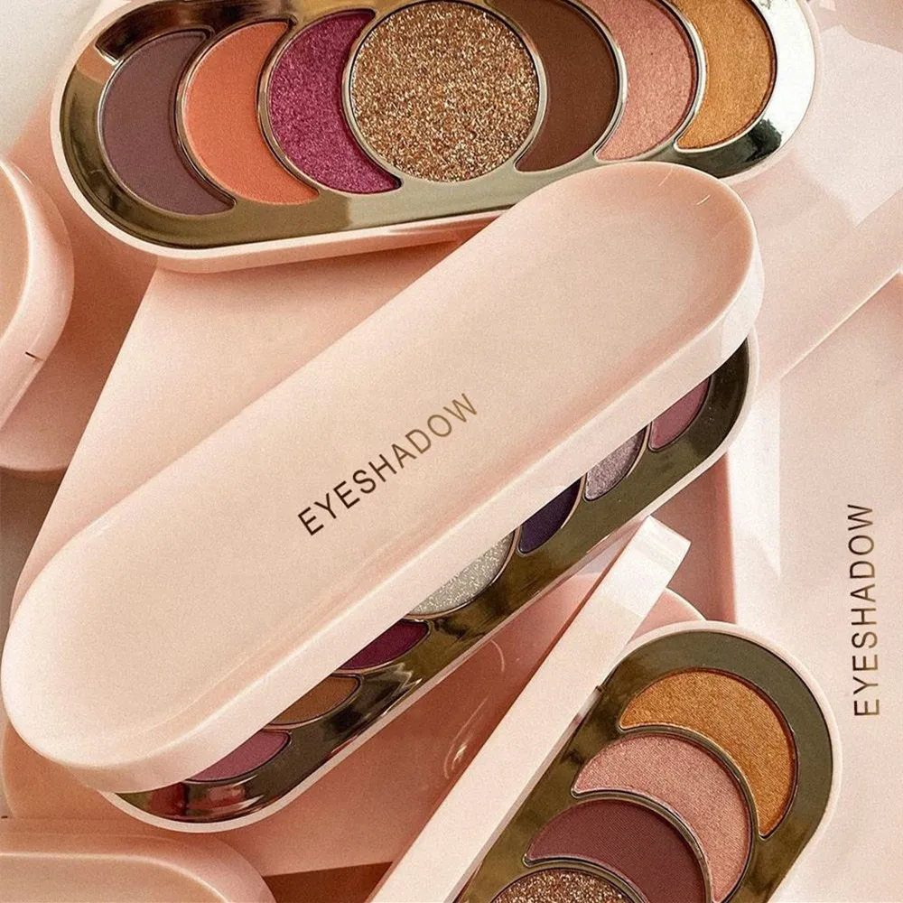 Custom Logo Waterproof 7 Colors High Pigmented Vegan Shimmer Private Label Eyeshadow Pressed Powder Talc Free Eyeshadow Palette