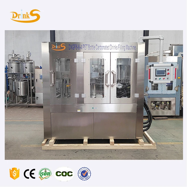 1000-2000BPH Monobloc Soft Drink Cola Bottle Filling Machine / Equipment PET Plastic Bottle 3 in 1 Carbonated Drink Filling Line