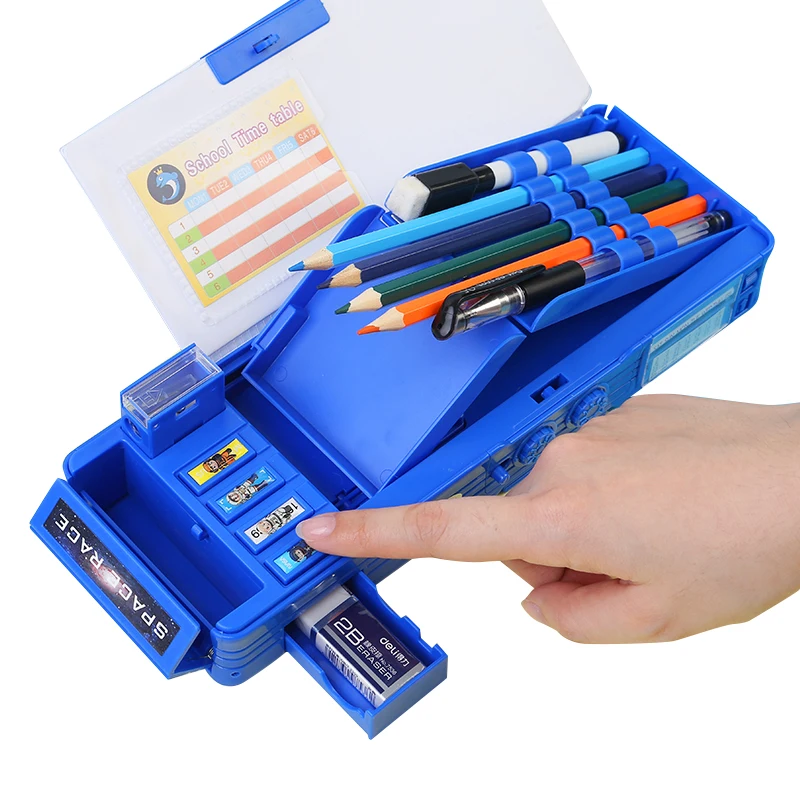 Creative Hot Selling  Double Layer Multifunctional Pencil Box Cartoon Boys Stationery Bag