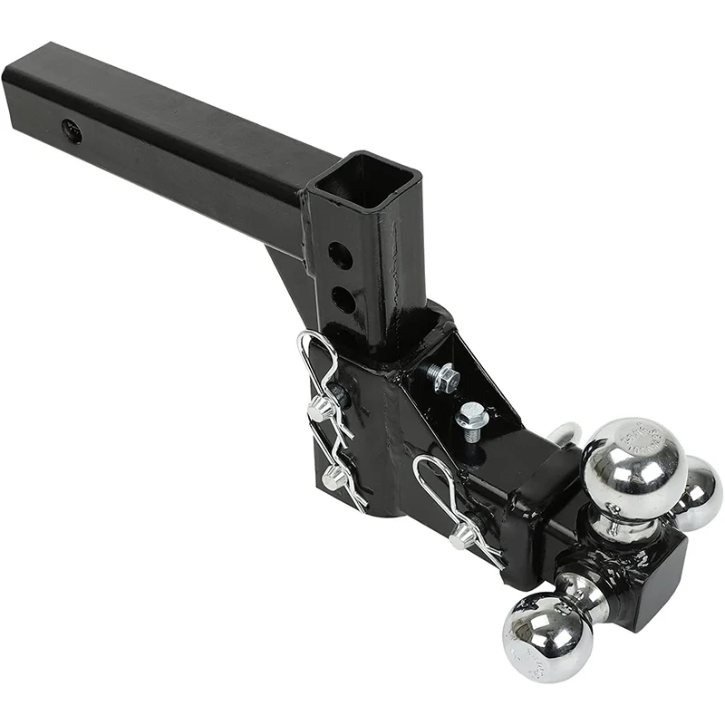 Stainless Steel Black Trailer Hitch Tow & Stow, Tri-Ball, Fits 2-in Receiver, 18,500 LBs