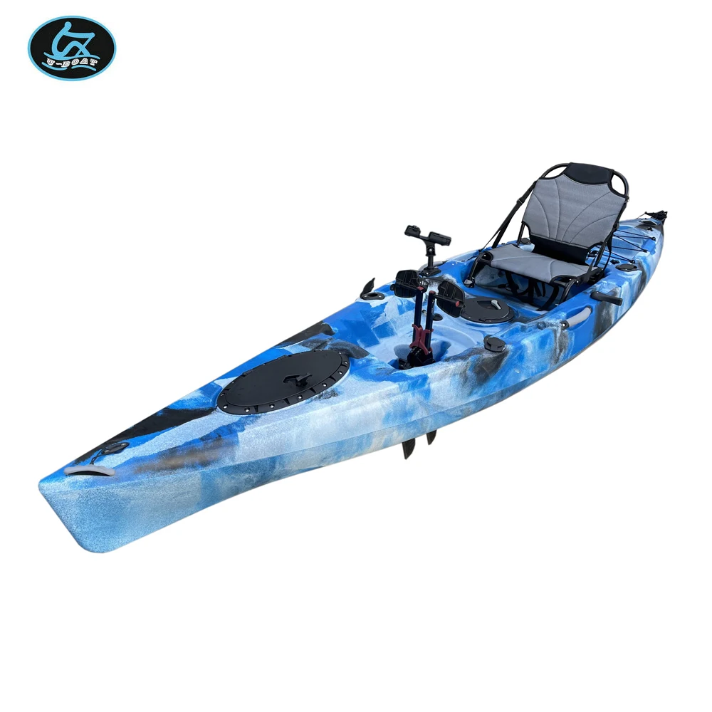 U-boat professional 12ft ocean pedal fishing kayak paddle skiff boat plastic canoe kayak for sale
