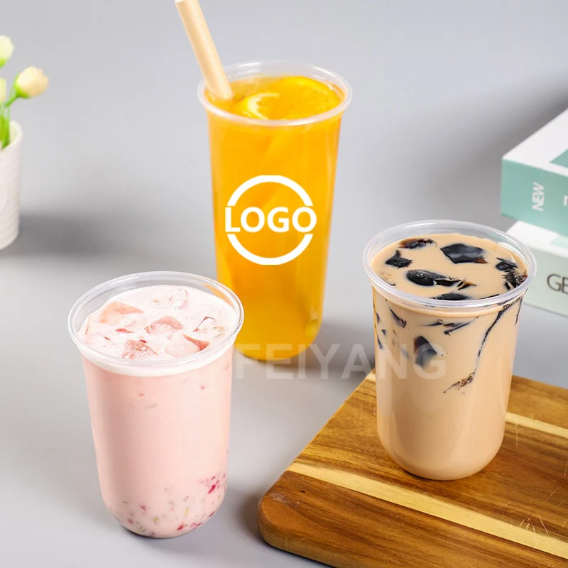 Plastic cups custom logo manufacturers pp pet with lids U-cup