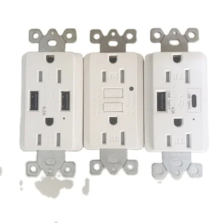 Waterproof Socket Switch  Tamper Resistant GFCI Outlets Electrical Cover  With USB Port US wall Outlet GFCI 20 amp TR&WR