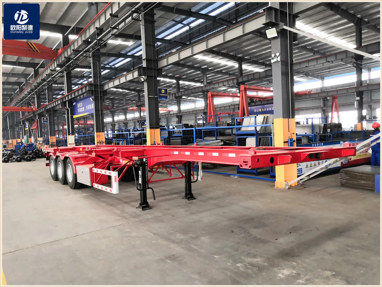 OYJD Trailers newest  2axles 40ft flatbed trailer skeleton chassis use 40ft containers with 12sets twist locks transport on sale