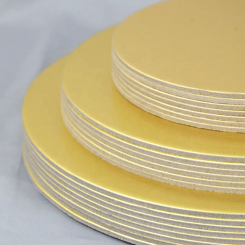 10-50cm Round Golden Cake Boards Paper Set Birthday Cake Stand Wedding Party Cupcake Dessert Displays Tray Decorations