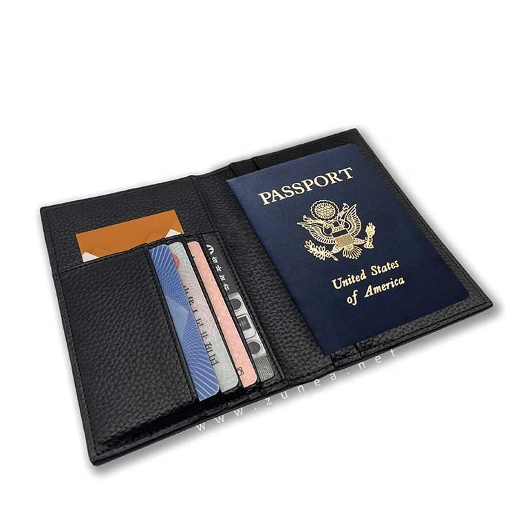 INS Hot Sale PU Faux Pebble Full Grain Logo Business Travel Tickets Wallets Initials Monogram Custom Leather Passport Holders