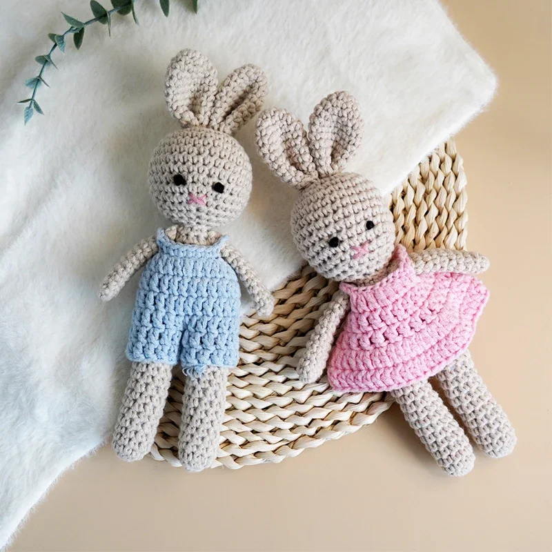 Handmade Crochet Stuffed Bunny Rabbit Amigurumi toys for newborn baby Gifts Montessori Education