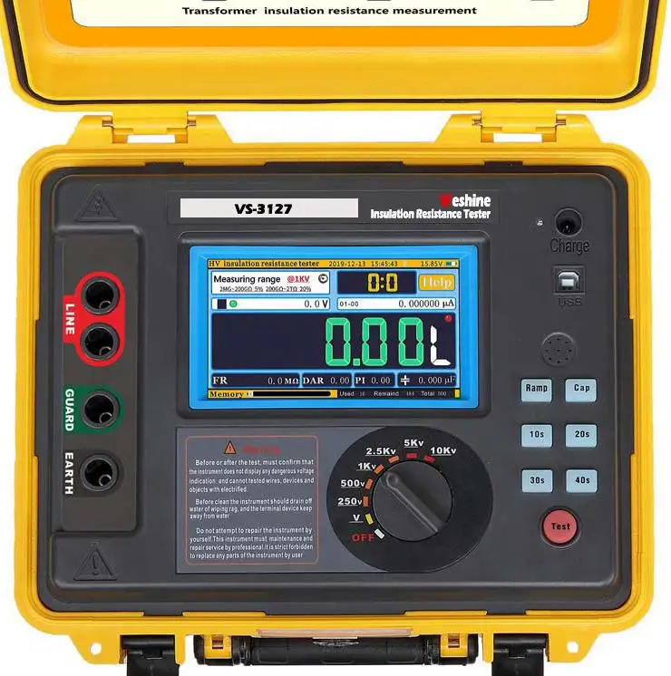 Цифровой мегомметр 5kV 10T для изоляции с тестированием емкости тестер