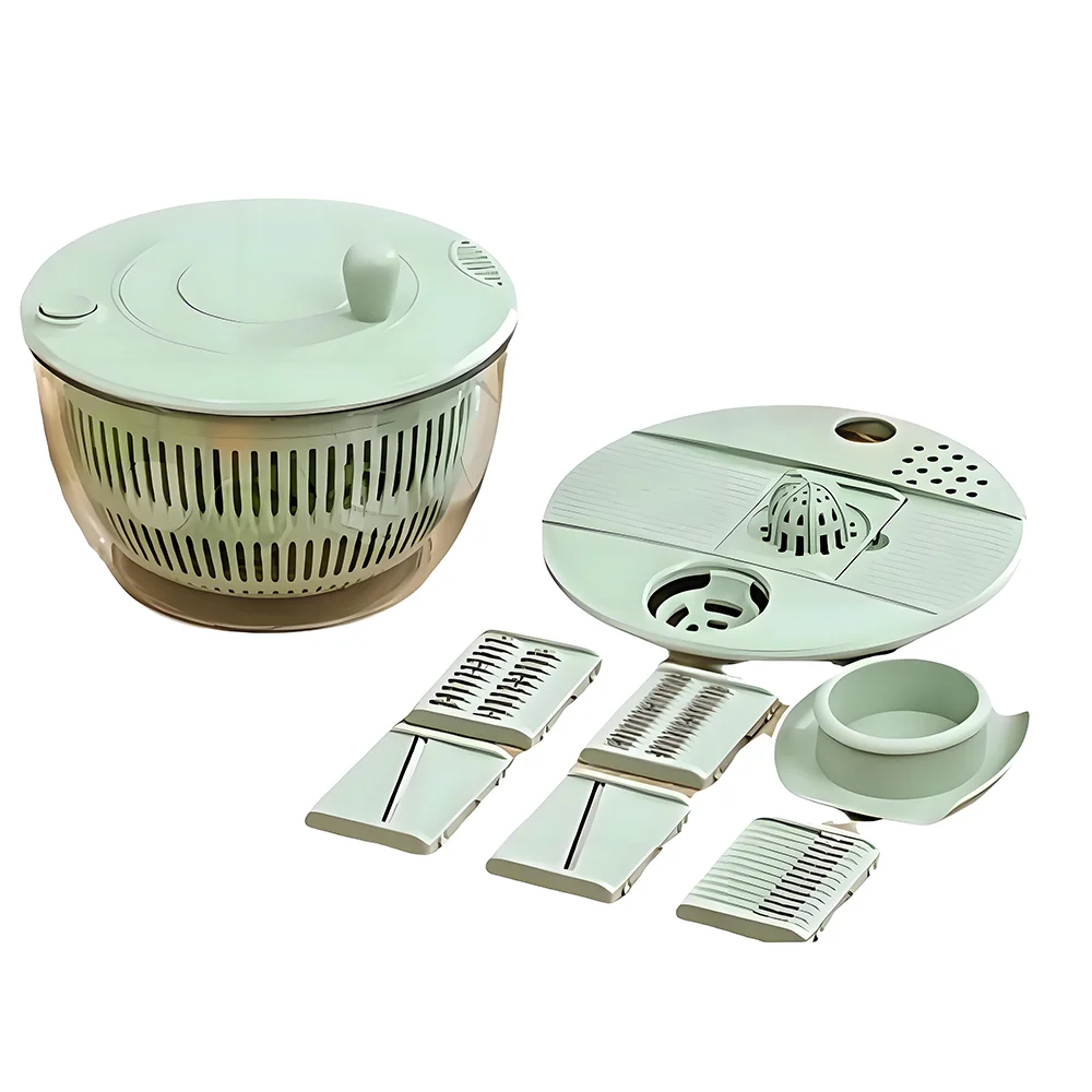 2in1-Mandoline Multi-Slicer Vegetable Cutter Multi-function Kitchen Gadget Washer Dryer Salad Spinner