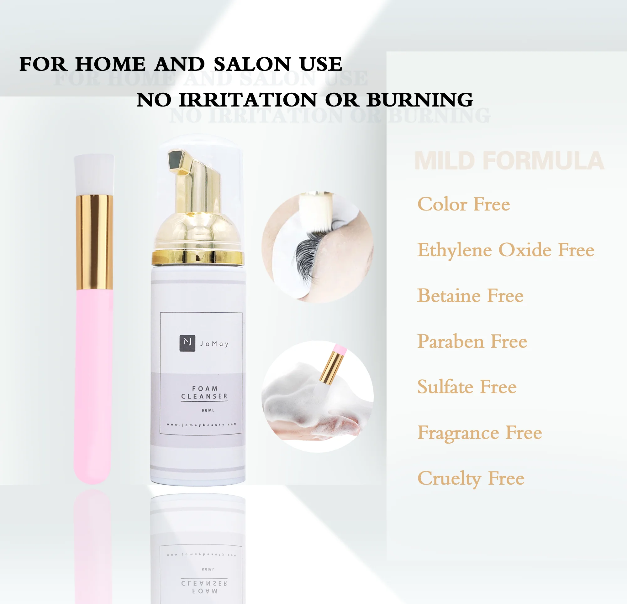 Jomay eyelash shampoo private label eyelash shampoo brush lash foam cleanser custom logo