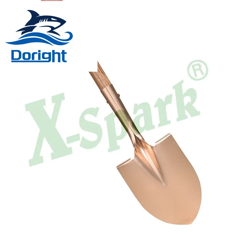 Non Sparking Long Wood Handle Industrial Heavy Duty Round Shovel Square Spade Brass Shovel