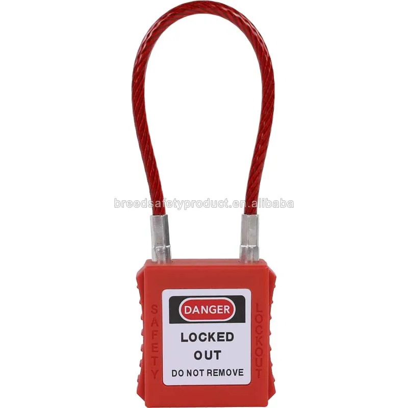 Loto Custom Insulated Plastic Layer Covered Steel Cable Safety Padlocks With UV Proof Labels G41