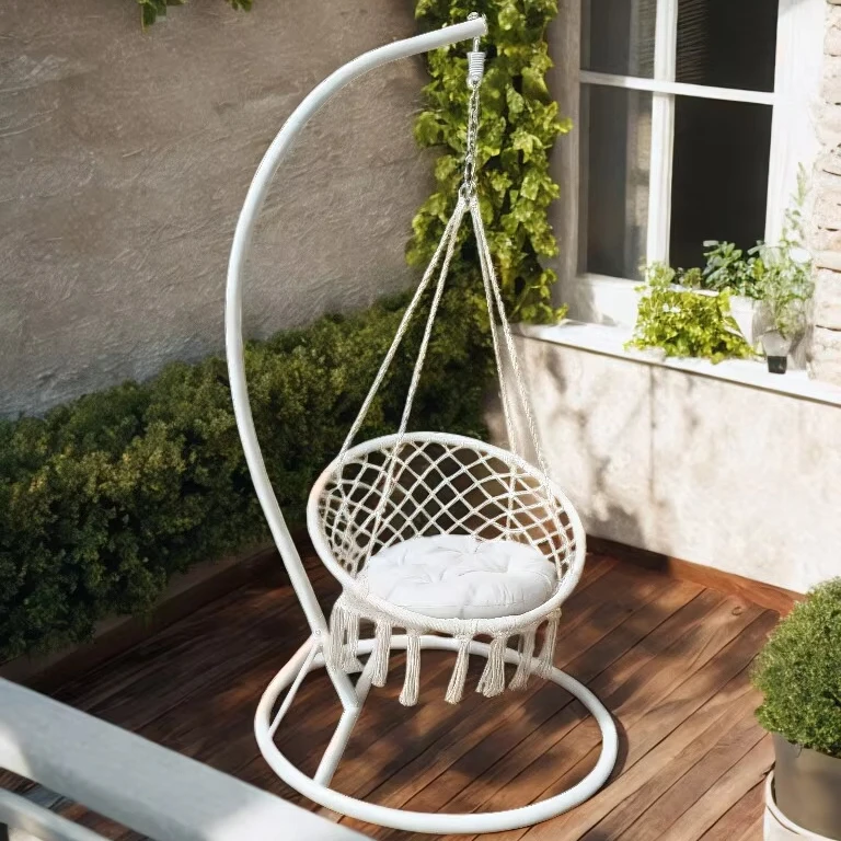 Fashion Garden Egg Swing Chair Hanging Metal Frame Modern Outdoor Furniture Patio Lounge