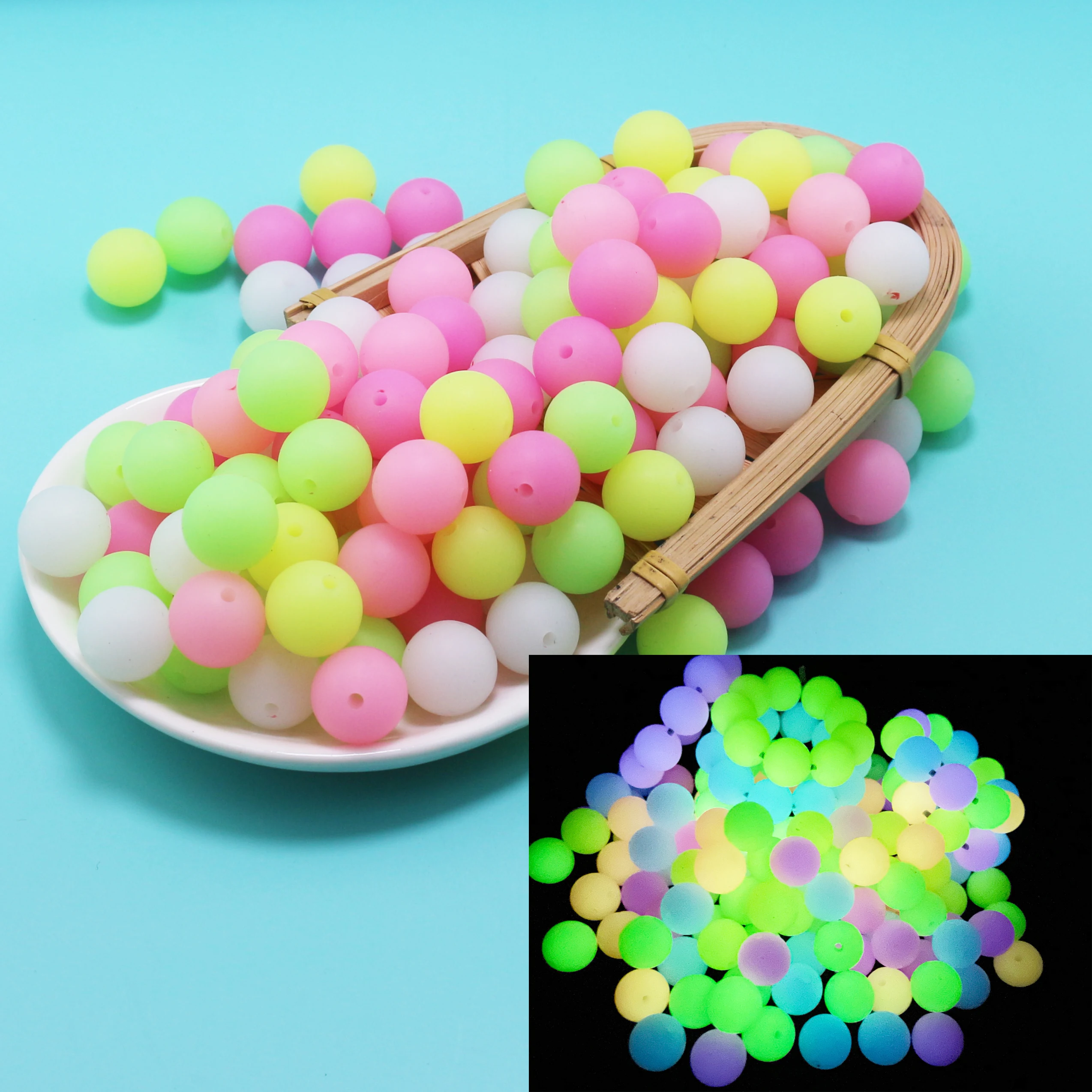 Noctilucent Glowing Ball Beads Night Luminous Glow In The Dark Beads 15mm Food Grade Silicone Beads Bulk