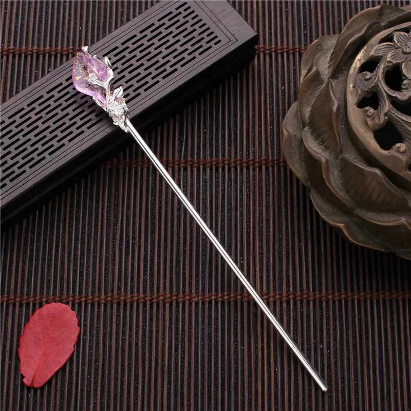 Vintage Chinese Style Hanfu Stick Women Metal Glaze Hair Fork Hair Chopsticks Hairpin Woman Jewelry Hair Clip Accessories