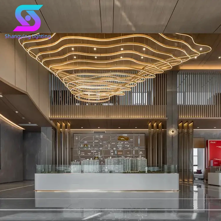 Роскошный светильник в форме гор для вестибюля отеля, банкетная промышленная люстра на заказ, железный современный светодиодный светильник