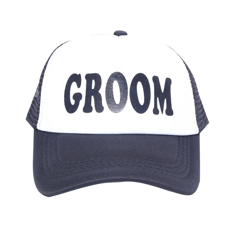 BRIDE GROOM Net Hat Wedding Groomsmen Letter Hat Printed Couple Bachelor Party Baseball Cap