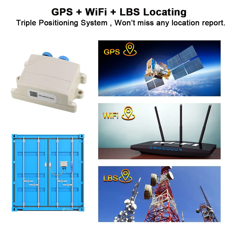 Global Roaming 17000mAh Battery Waterproof Container GPS Tracker with Multiple Locating Way Door Open/Close&Temperature Sensor