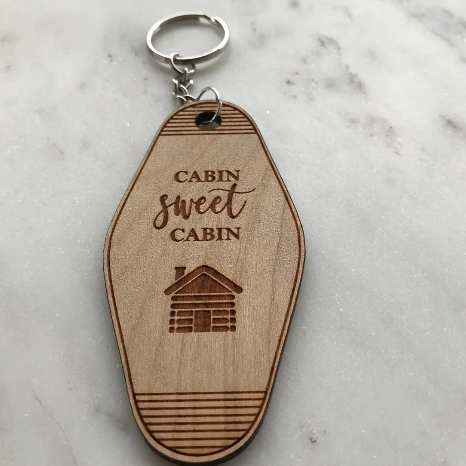 Wholesale Blank Wooden Keychains for Engraving Sublimation Wood Keychain Holder Motel Key Chain  Luggage Tags Name Card