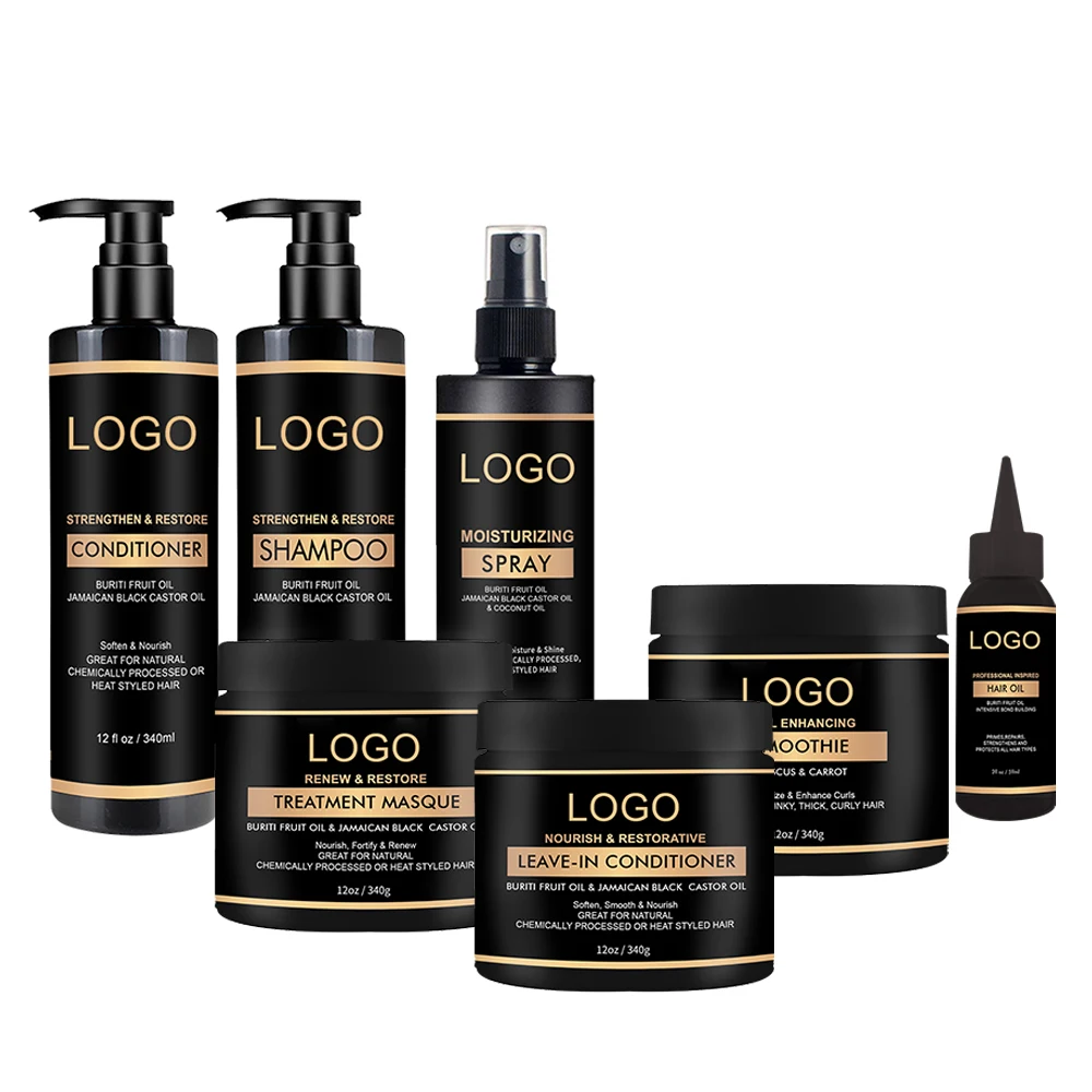 2023 popular private Jamaica black castor oil hair care product STRENGTHEN & RESTORE OIL shampoo and conditioner