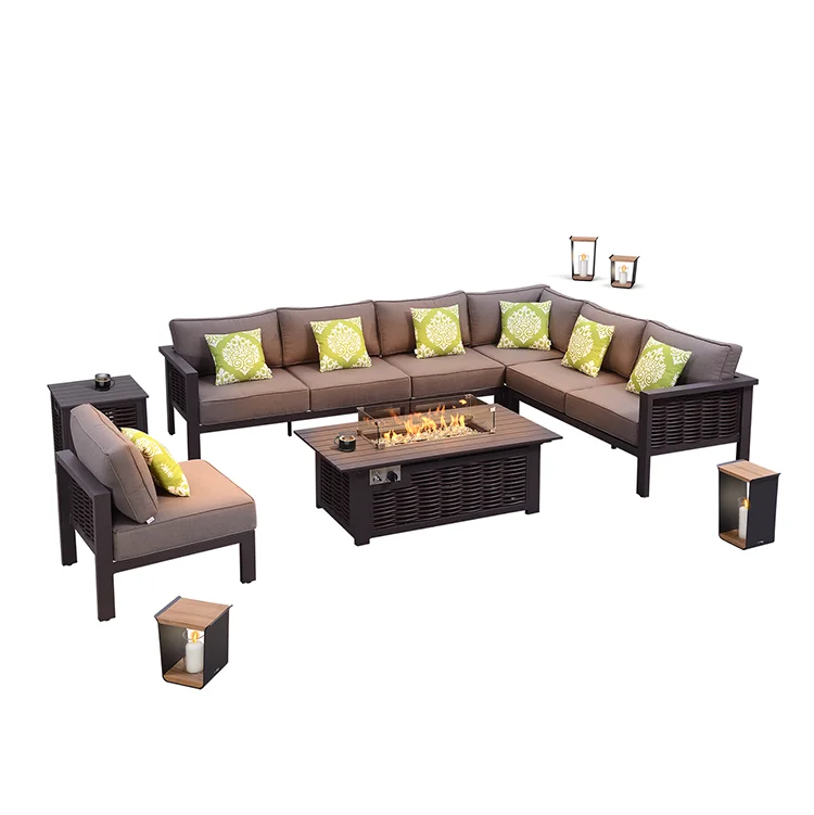 Factory Directly Sell Minimalist Style Teak Garden Sofa Metal Outdoor Sofa Set Outdoor Leisure
