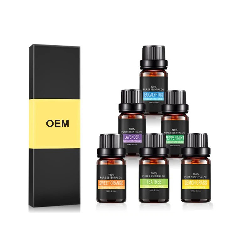 OEM Aromatherapy Essential Oils for Diffuser 6 Packs 10ml DIY Cosmetic Grade Gift Set